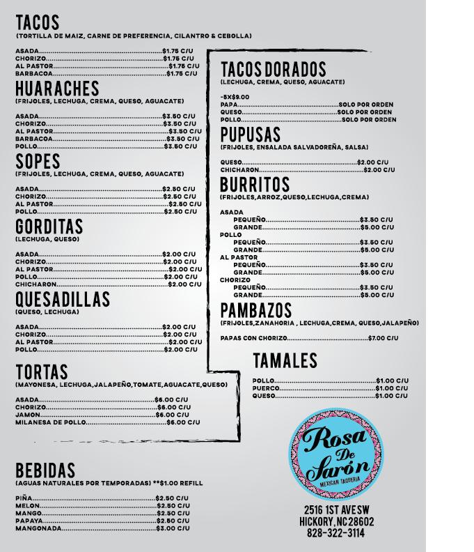 Rosa de Saron Mexican Taqueria Menu image 4